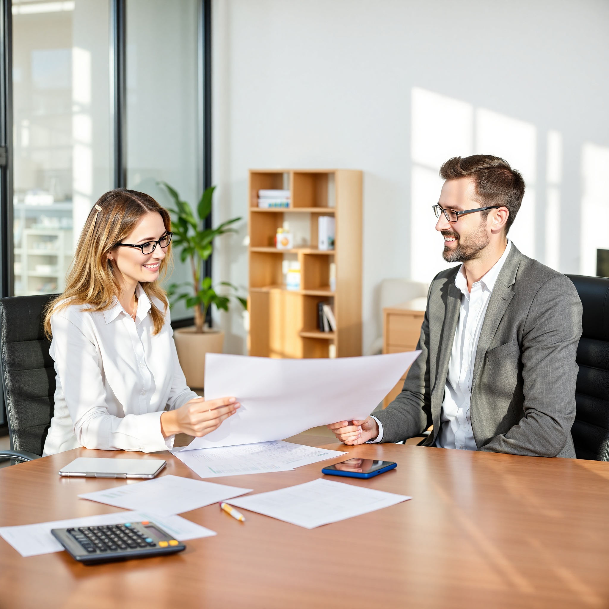 Professional financial advisor discussing savings strategy with client at desk