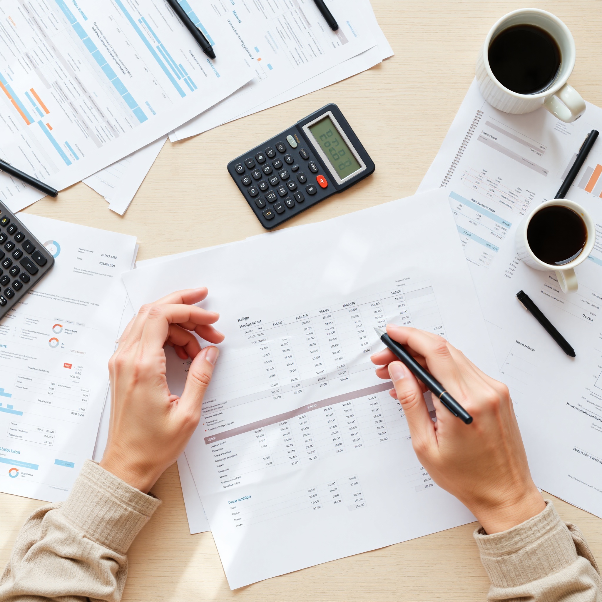 Close-up of budget planning spreadsheet with colorful expense categories highlighted in different colors