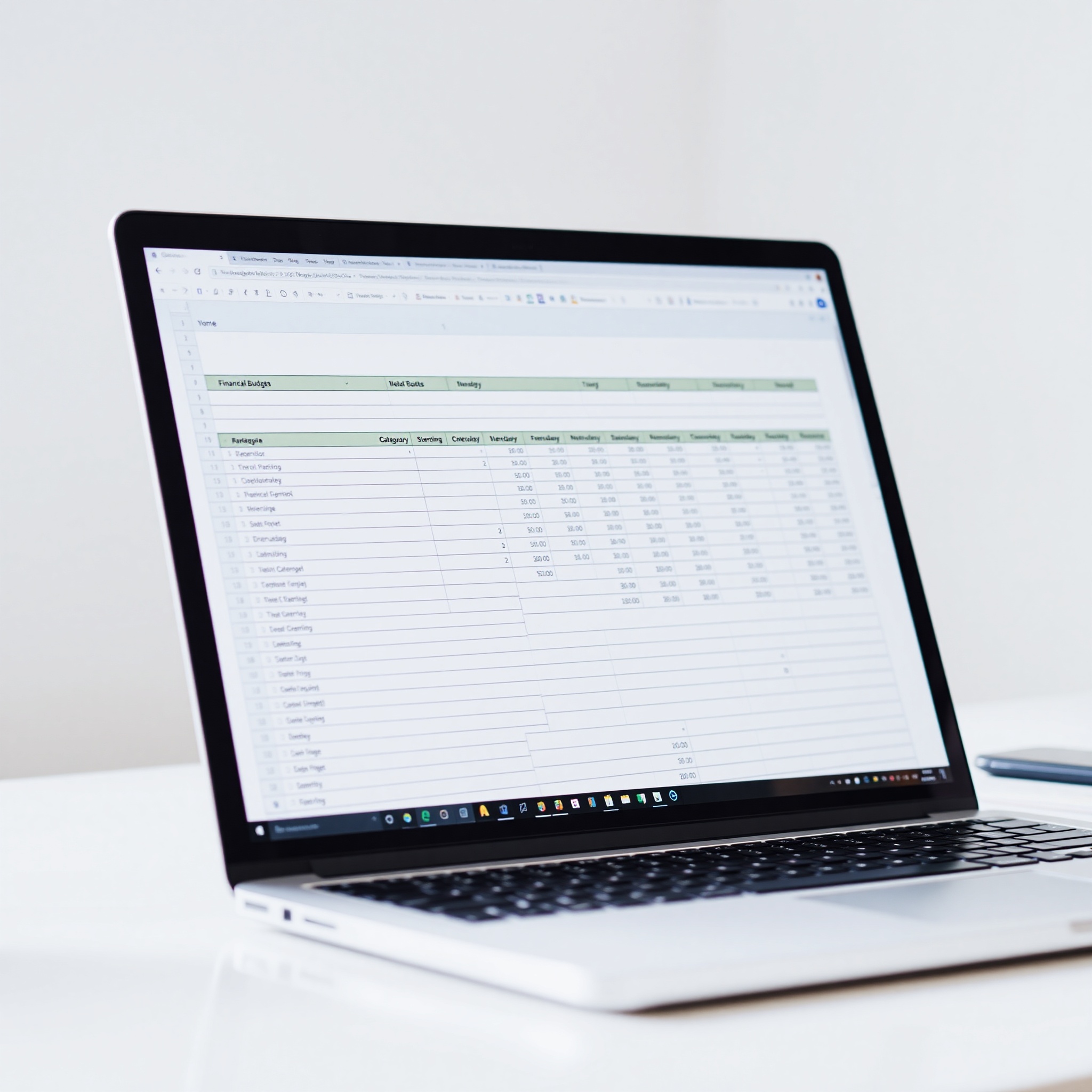 Organized monthly budget spreadsheet displayed on laptop screen